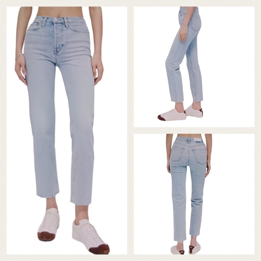 RE/DONE Button Fly High Rise Raw Hem  GUC Crop $265 size 24  J1216